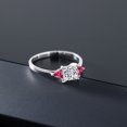 thumbnail image 5 of Gem Stone King 10K White Gold Lab Grown Diamond and Pink Tourmaline Engagement Ring for Women | 1.04 Cttw | Princess 5MM | Gemstone April Birthstone | Size 9, 5 of 5