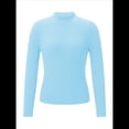 thumbnail image 1 of Suéter de Cuello Alto Acanalado para Mujer, Larga, Blusa Térmica de Peso Medio Azul un Tamaño, 1 of 10