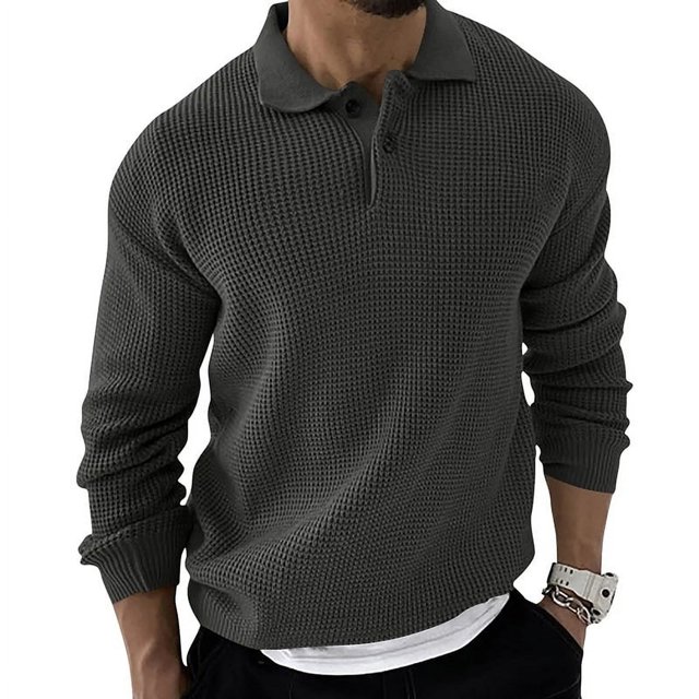 Suéter de solapa europeo y americano para hombre, suéter de punto de manga larga ajustado y urbano de moda para otoño