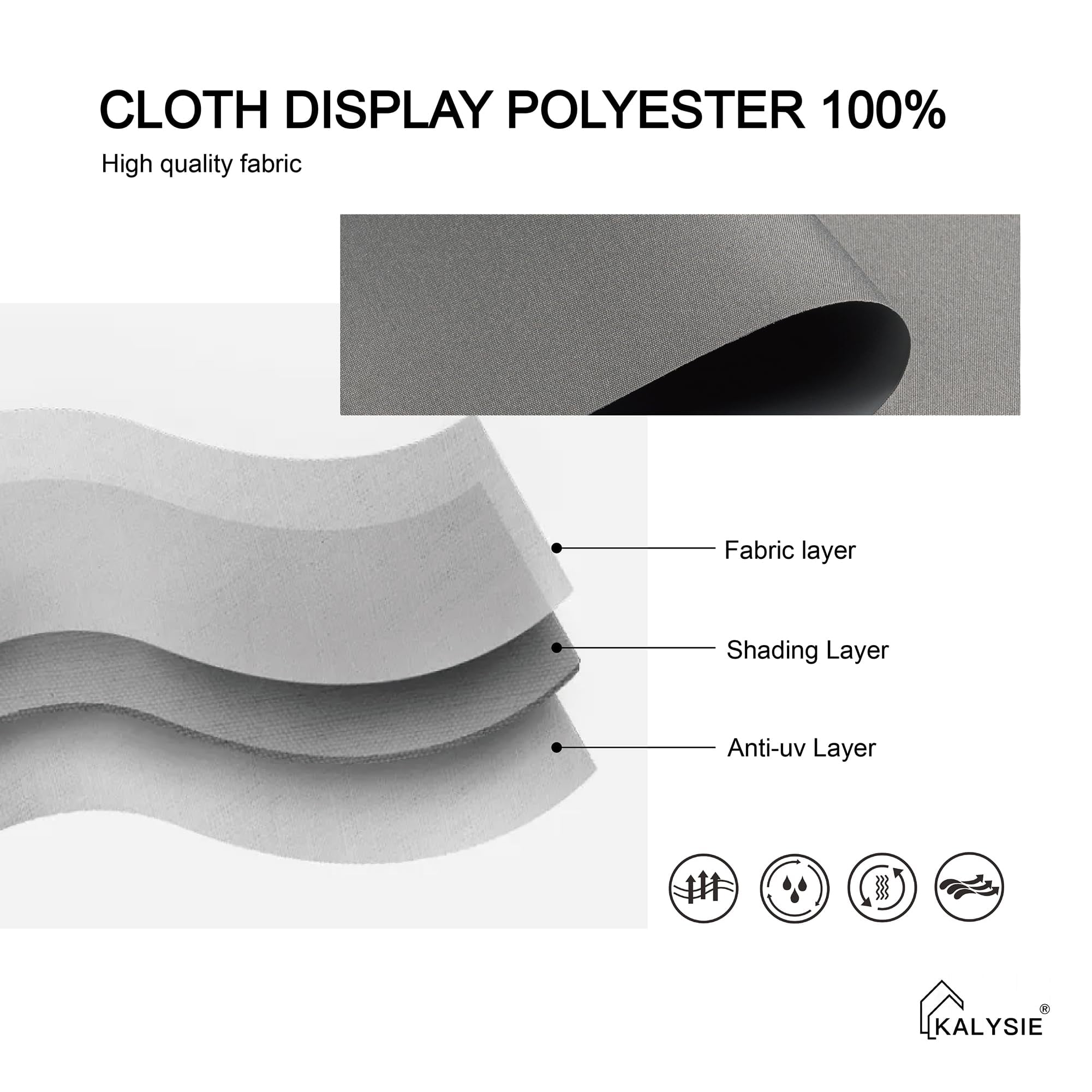 KALYSIE Cordless Roller Shades 100% Blackout Blinds for Windows and Doors, Pull Down Room Darkening Window Shades, Easy to Install for Home and Office, Grey, Fixed 75 Inches High, 39 Inches Width