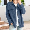 thumbnail image 6 of Corduroy Jacket for Women Trendy Long Sleeve Button Down Fall Shackets Oversized Lightweight Casual Coats with Pockets Navy S, 6 of 7