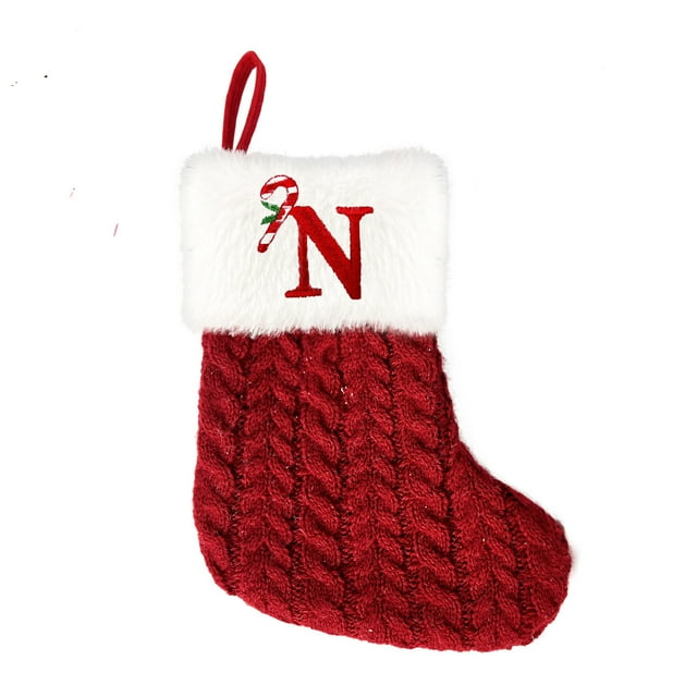 Woolen Letter Christmas Stocking Ornament Christmas Stocking Ornament Letter Candy Stocking Ornament