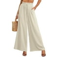 thumbnail image 1 of MODERN GOOSE Women's Wide Leg Palazzo Pants, Drawstring Waist, Pockets, Ivory, XL, 1 of 14