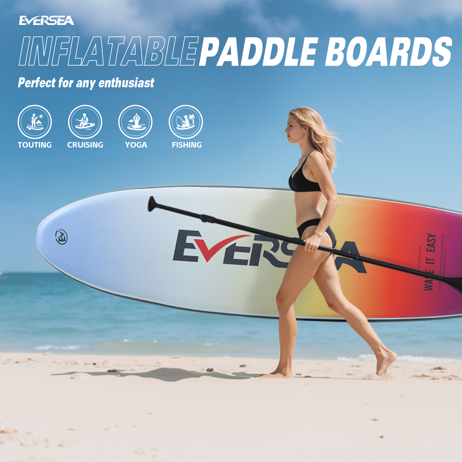 MSEASFREE Inflatable Stand up Paddle Board 10 ft All-Purpose Inflatable Paddleboard with Full SUP Accessories