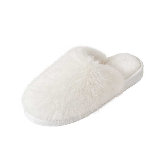 SBYOJLPB Women's Closed-Toe Slipper Casual Winter Solid Color Fluffy Plush Home Indoor Comfortable Slippers