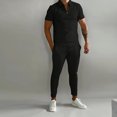 thumbnail image 3 of Camisa casual de manga larga con cuello de algodón puro para hombres de Europa y Estados Unidos, moda retro de otoño, vacaciones, dos conjuntos, 3 of 5