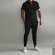thumbnail image 3 of Camisa casual de manga larga con cuello de algodón puro para hombres de Europa y Estados Unidos, moda retro de otoño, vacaciones, dos conjuntos, 3 of 5