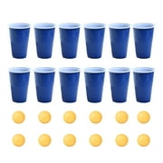 Worallymy 12 Pcs/set Party Game Set Table Tennis Ball Drink Cups Kit Family Party Beverage Drink Plastic Mugs, Blue Ball