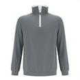 thumbnail image 4 of Beugl Mens Shirts Clearance, Mens Casual Long Sleeve Quarter Zip Pullover Shirt Pullover Men's Plunging Sleeve Pullover Golf Shirts for Men, Polo Shirts for Men Dark Gray M, 4 of 6
