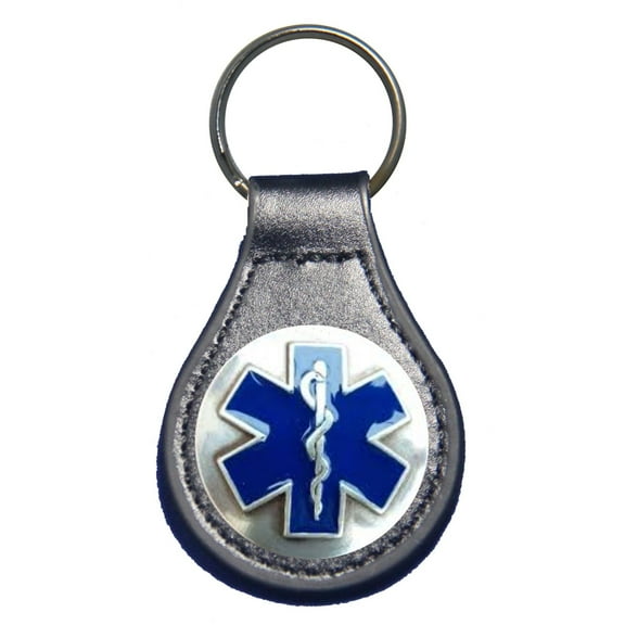 EMT, EMS, Cross of Life leather key fob or keychain Black