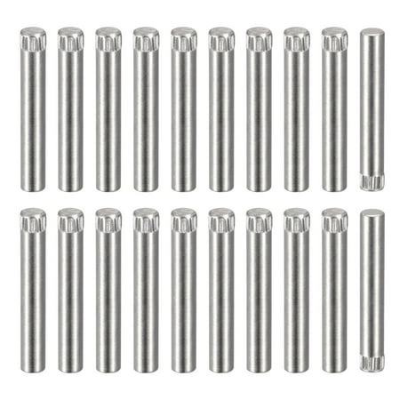 6x40mm 304 Stainless Steel Dowel Pins, 20 Pack Knurled Head Flat End ...