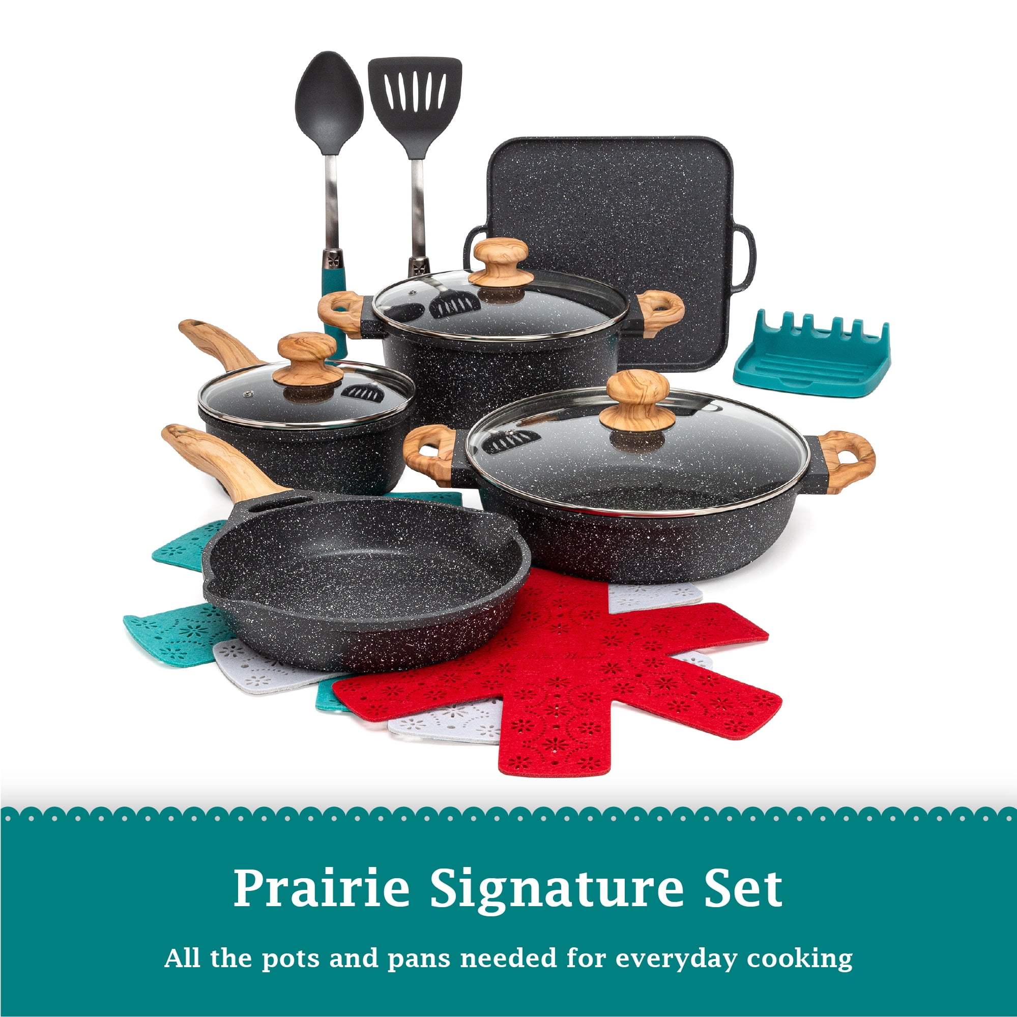The Pioneer Woman Prairie Signature Cast Aluminum Double Griddle, Charcoal  Speckle