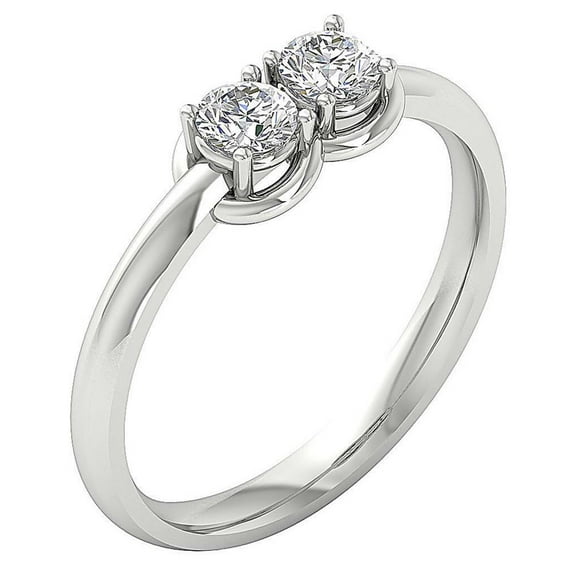 Two Stone Solitaire Women's Engagement Rings 1.9 Ct Diamond 14K White Gold Over