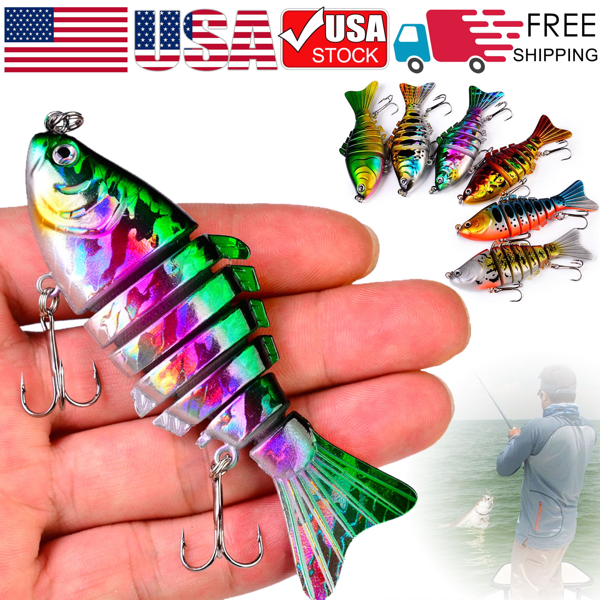 3/6PCS Multi Jointed Fishing Lure Minnow Hard Bait Swimbait Wobblers