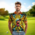 thumbnail image 3 of HOMYGIFTS Custom Face Men’s Golf Polo Shirt – Angular Geometric Glass Pattern Personalized Polo, 3 of 8