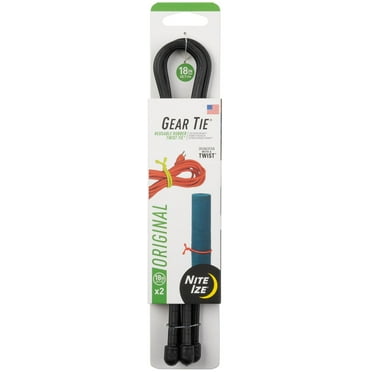Nite Ize 2-Pack Gear Tie Reusable Rubber Twist Tie, 18" - Black