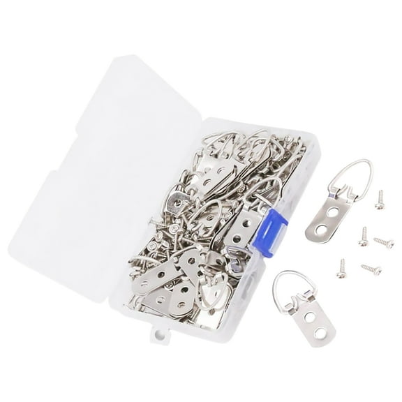 ORDDIART 50Pcs Silver D Ring Hangers for Picture Frames and Paintings 2.1x1in