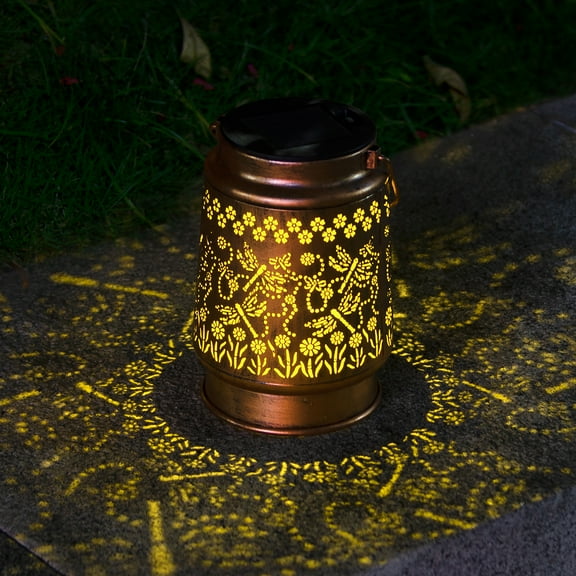 Solar Dragonfly Lanterns Outdoor Waterproof Garden Decor Gifts for mom Women Mom Grandma Hanging Lights Metal Decoration Outside for Yard, Patio, Backyard, Porch,for Garden