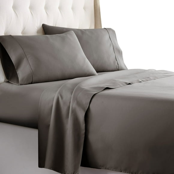 HC COLLECTION Queen Sheet Set - Deep Pocket Bed Sheets - Extra Soft & Breathable - 4 PC Set Easy Care Machine Washable - Cooling Gray Sheets