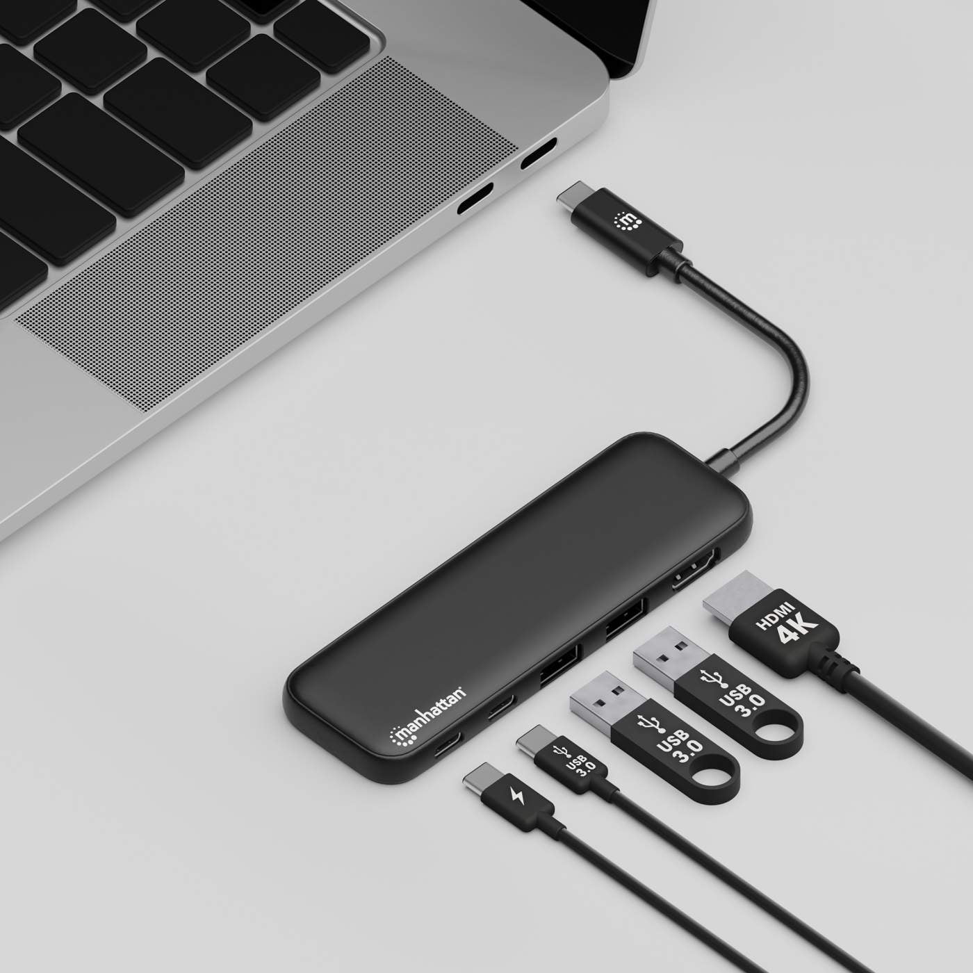 Manhattan USB-C Docking Station with 100 W PD / 4K HDMI 5-in-1 Multiport USB Hub