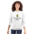 thumbnail image 3 of Olive You Love Pun Matching Couples Unisex Plus Fleece Graphic Sweatshirt Brisco Brands 2X, 3 of 6