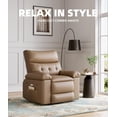 thumbnail image 5 of KOKEBREN Electric Power Recliner Chair - PU Leather Swivel Rocker with Massage & Heat,270° Rotation,Side Pocket & Remote Control-Compact 21" Wide Motorized Glider for Living Room,Tan, 5 of 9