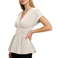 thumbnail image 6 of Endives Womens Short Sleeve T- Shirt V Neck Ruched Waist Peplum Top Chic Daily Wear Casual Blouse Summer Outfit, 6 of 6