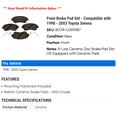 thumbnail image 2 of Front Brake Pad Set - Compatible with 1998 - 2003 Toyota Sienna 1999 2000 2001 2002, 2 of 2