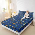 thumbnail image 4 of Homewish Cartoon Excavator Truck Twin Sheet Sets,Equipped Truck Bulldozer Twin Fitted Sheet,Deepblue Yellow Flat Sheet For Boys Kids,Microfiber Bedroom Decor,3pcs, 4 of 7