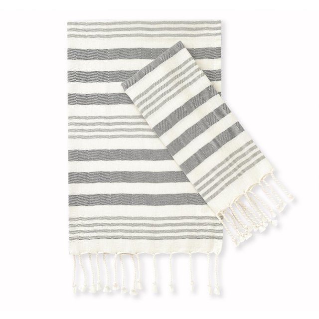 Toallas de mano Folkulture Fiji Grey, 100% algodón, juego de 2