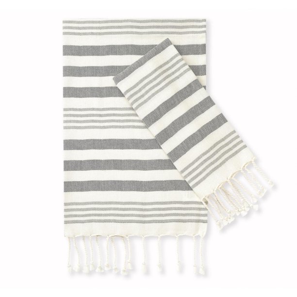 Toallas de mano Folkulture Fiji Grey, 100% algodón, juego de 2