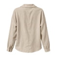 thumbnail image 3 of Shihyeh Womens Peter Pan Collar Pleated Blouse, Half Button Long Sleeve Solid Color Casual Babydoll Top for Women Daily Office Wear, 3 of 4