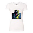 thumbnail image 2 of Wild Bobby, Colorful Cosmic Neon Astronaut Lunar Spaceman Moon Galaxy, Fashion, Women Slim Fit Junior Tee, White, Large, 2 of 4