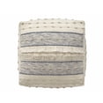 thumbnail image 4 of Ox Bay Tristan Striped Handmade Cotton Medium Square Pouf Ottoman, Navy/Ivory, 18" x 18" x 14", 4 of 7