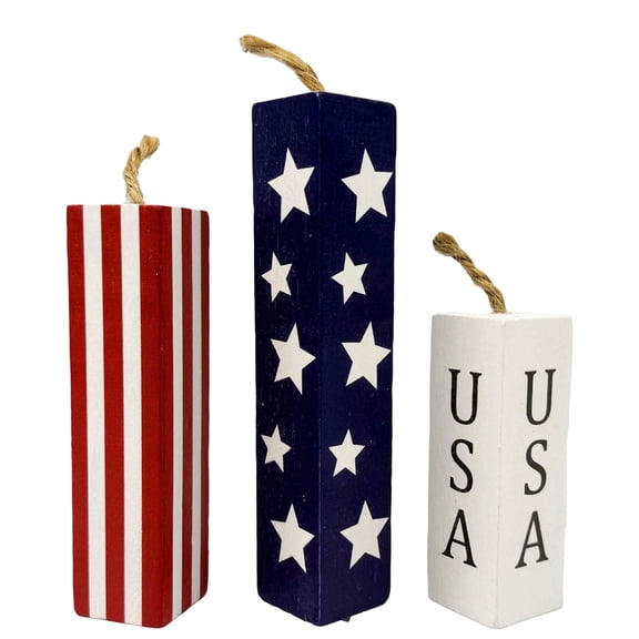 Memorial Day Saving!4th of July Decorations, Patriotic 4th Of July Wooden Block Decor Set US A Star Strip Es Table Centerpiece For Independence Day Memorial Day Veterans Day