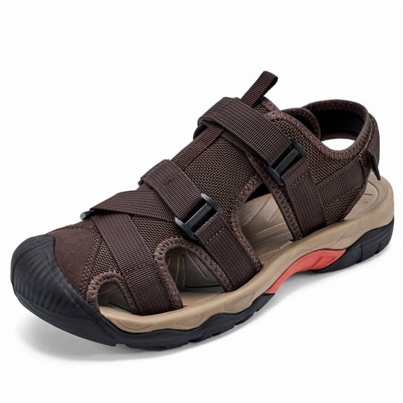 Grey Adjustable Strap Closed-Toe Outdoor Sport Sandals