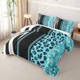thumbnail image 3 of Homewish Animal Print Quilt Full, Blue Zebra Leopard Print Full Bedspread Sets, 3-Piece 1 Coverlet and 2 Pillowcases, 3 of 7