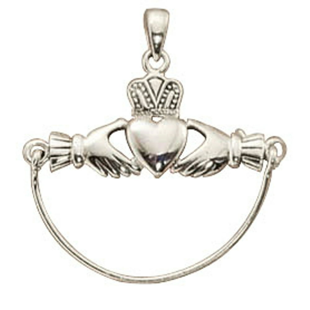 Auntie's Treasures Sterling Silver 18" 1mm Box Chain Claddagh Charm