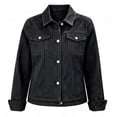 thumbnail image 3 of WAGUTH Vintage Denim Cropped Jacket for Women Lapel Button Down Long Sleeve Classic Jean Jacket Casual Street Daily Outerwear, 3 of 7