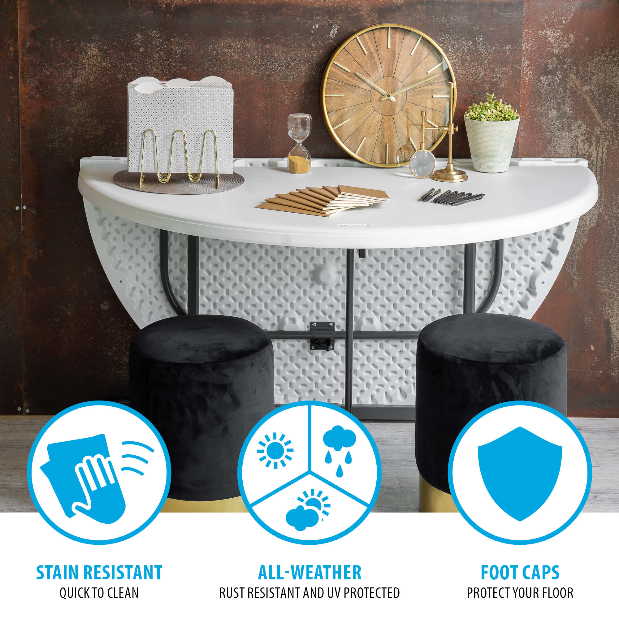 Lifetime 60 in Round Fold-in-Half Folding Table, White Granite photo 6