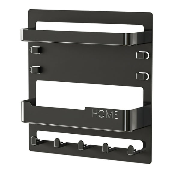 Key Rack Self Stick On Mail Organizer For Office Entryway Garage (Black)