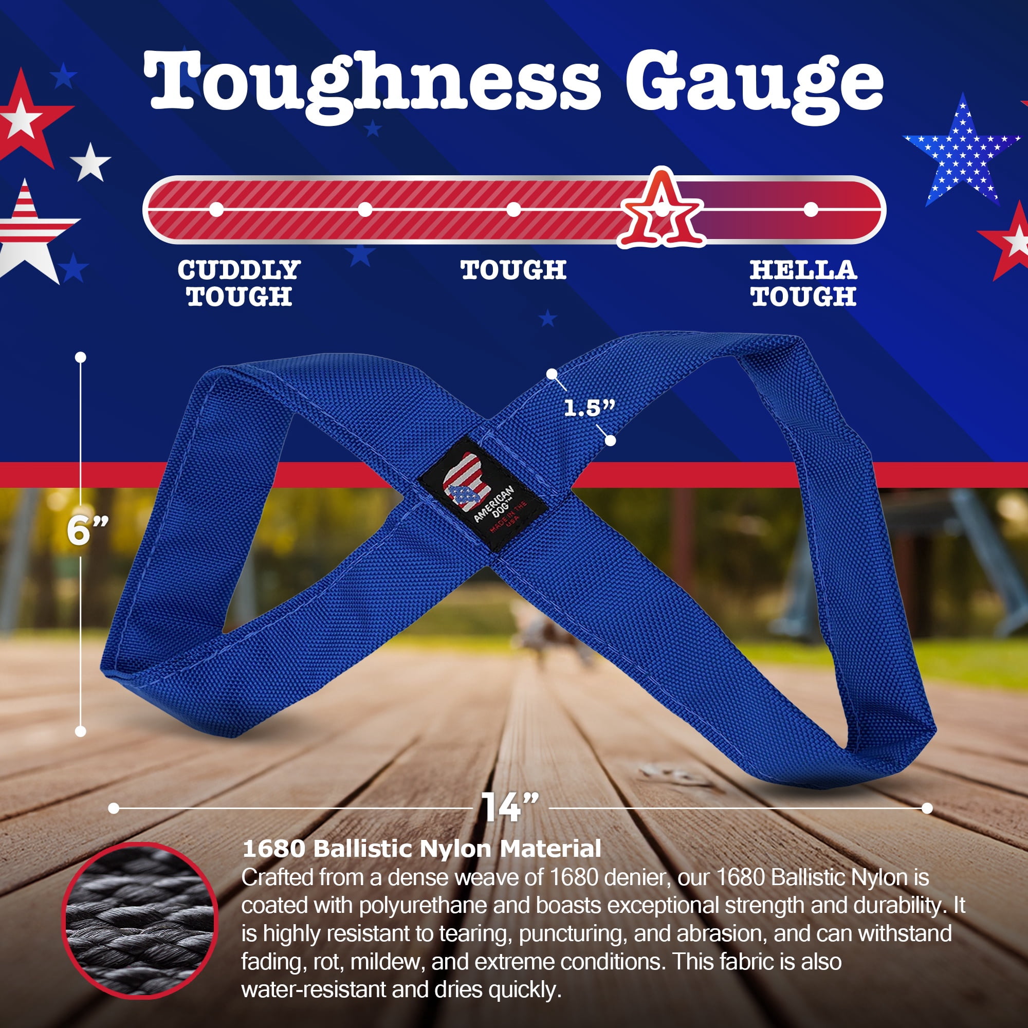 American Dog Infinity Tug – Durable Tug Dog Toy Made in USA from Pet-Safe, Machine-Washable 1680 Nylon Ballistic Material for Bonding, Play Time, Mental Stimulation, Exercise, Training, & More