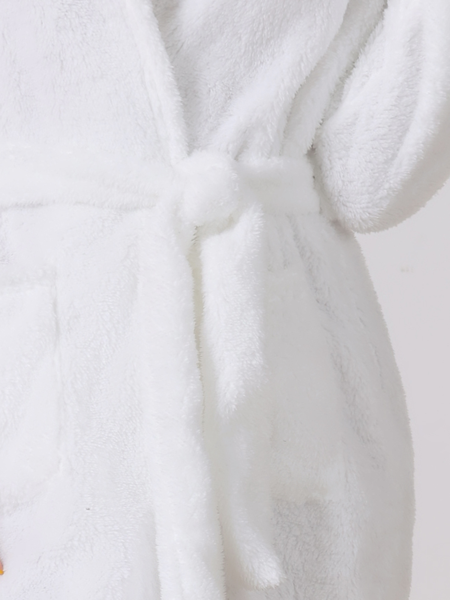 DARING DIVA Fuzzy Hooded Plush Bath Robe Mini Bathrobe S White