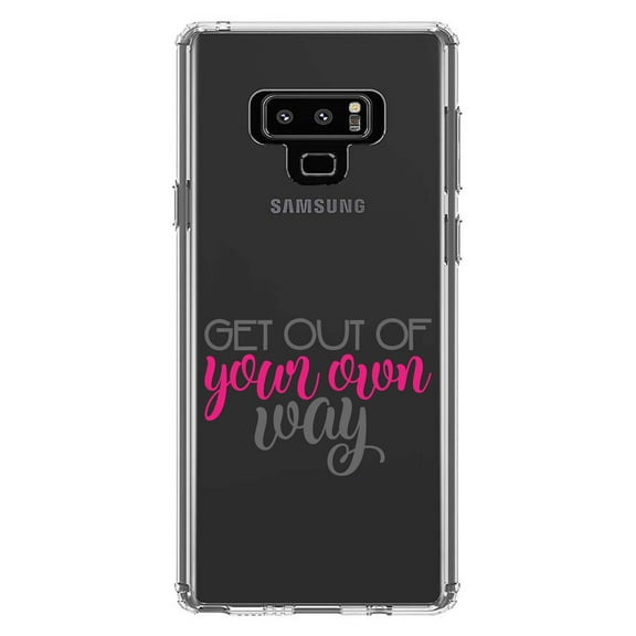 DistinctInk Clear Shockproof Hybrid Case for Samsung Galaxy Note 9 - TPU Bumper Acrylic Back Tempered Glass Screen Protector - Get Out of Your Own Way