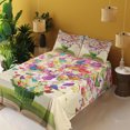 thumbnail image 3 of Ambesonne Butterfly Fitted & Top Sheet Set with Shams, Colorful Moths in Book, Apple Green Multicolor, 3 of 5