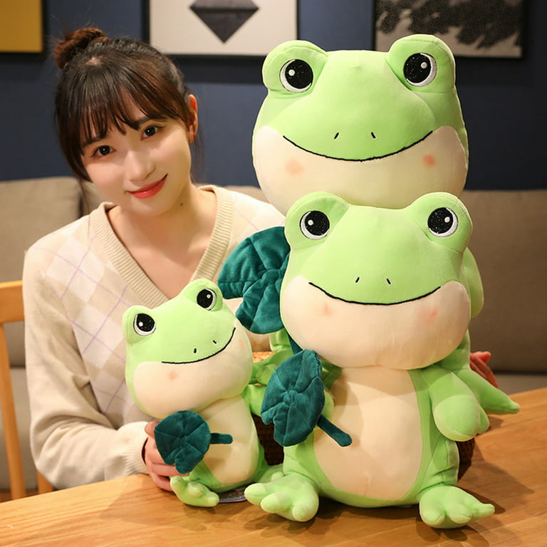 Skindy Frog Plush Toy Soft Lovely Cartoon Frog Hold Lotus Leaf Plushies  Companion Soothing Toy Children Stuffed Animal Sleeping Pillow Couple Gift  