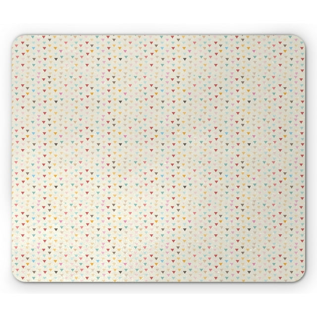 Geometric Mouse Pad, Pattern of Minimal Style Colorful Triangles in Irregular Sizes, Rectangle Non-Slip Rubber Mousepad, Eggshell and Multicolor, by Ambesonne
