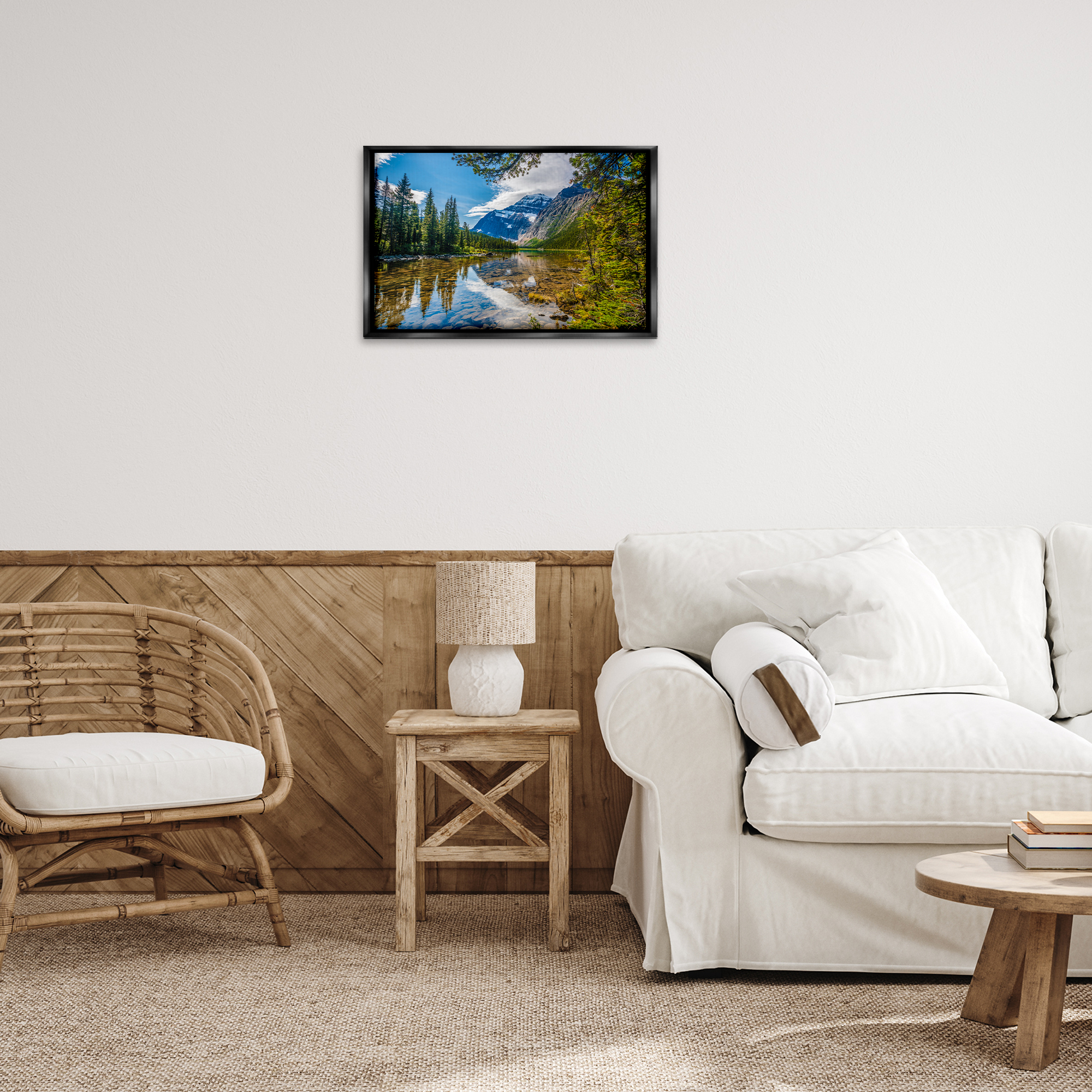 Stupell Industries Mountain Valley's Stream Landscape & Nature Photography Black Floater Framed Canvas Art Print Wall Art, 25 x 17
