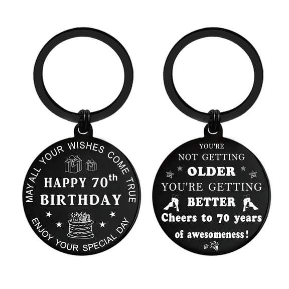 Cute Birthday Keychain for 30th 40th 50th 60th 70th 80th, Samll Milestone Gift with Inspirational Quotes