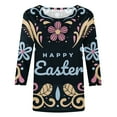thumbnail image 4 of IROINNID Womens Fashion Retro Round Neck Graphic Printed Loose Comfy Tops Blouse Three Quarter Sleeve Spring, 4 of 5